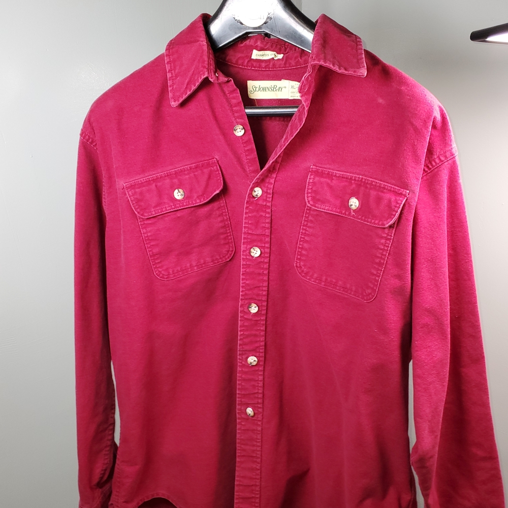 St. John's Bay Men's Red Casual Button-Down Shirt
